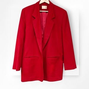 Pendleton Vintage Blazer Red 100% Virgin Wool Long Oversized Size 10
